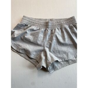 Adidas Womens Running Shorts Size XS Gray Spellout Elastic Waist HK7543